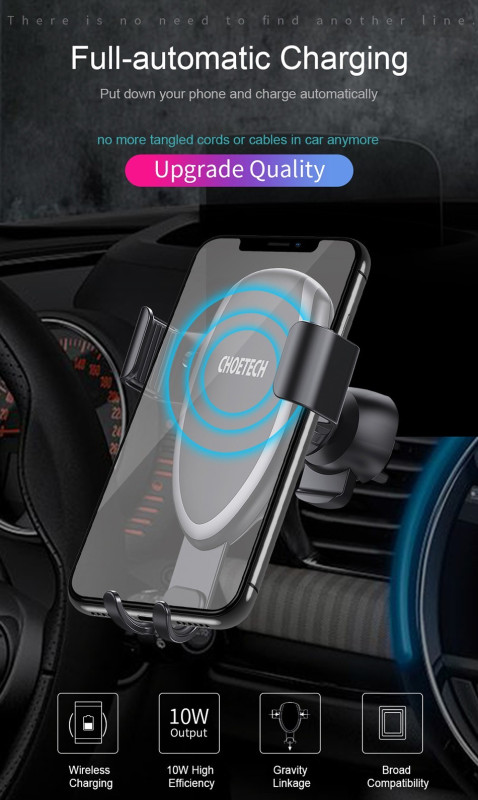 Choetech ® T536-S Air Vent Phone Holder 10 Watt Fast Wireless Car Charger