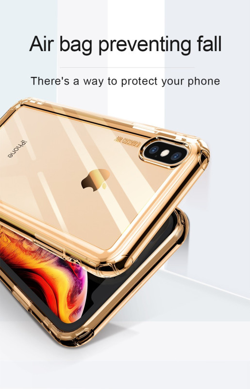 Baseus ® Apple iPhone XS MAX Air Bag Case Anti-Drop 4-Corner 360° Protection Full Transparent TPU Back Cover Transparent