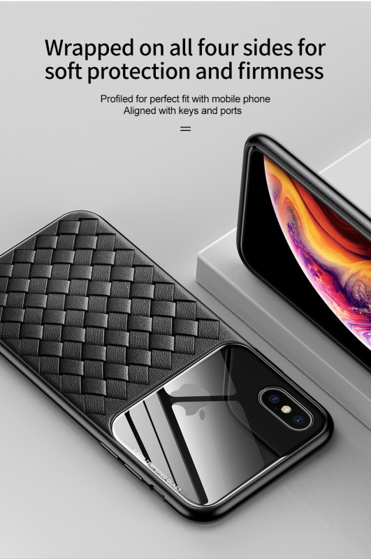 BASEUS ® Apple iPhone X Weaving Glass Series Cross-Knitt Heat-Dissipation Edition Ultra-Thin TPU Back Cover