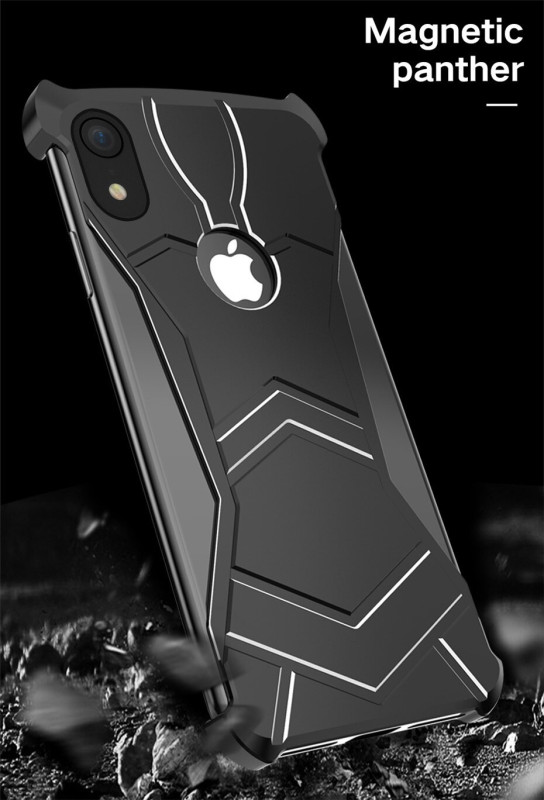 VAKU ® Apple iPhone XR Magnetic Panther Aluminium Metal Shock-Proof Anti-Fall Bumper Back Cover