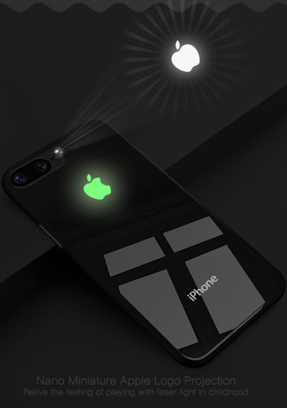 VAKU ® Apple iPhone 8 Plus 3D Logo Projector + Radium Glow Light Logo Case Back Cover