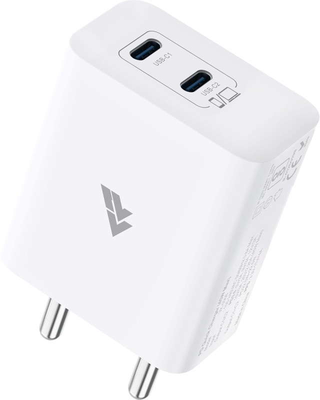 Dr Vaku® Duotex 45W PD Dual Port GaN Charger Type C Adapter for iPhone 16/16 Plus/16 Pro/16 Pro Max, 15/14/13/12 Series, Samsung & All Android Devices USB-C Fast Charger