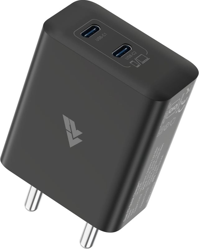 Dr Vaku® Duovot 40W PD Dual Port GaN Charger Type C Adapter for iPhone 16/16 Plus/16 Pro/16 Pro Max, 15/14/13/12 Series, Samsung & All Android Devices USB-C Fast Charger