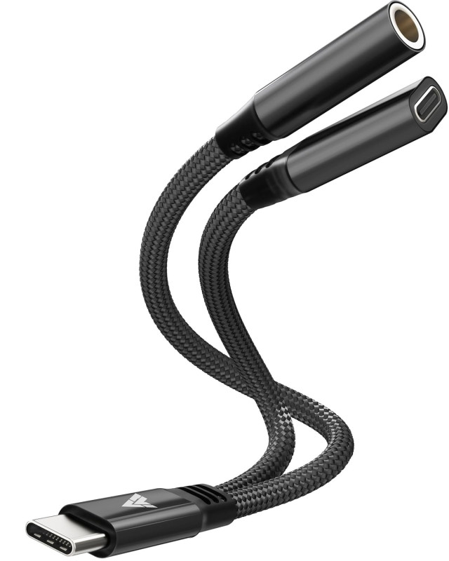 Vaku Luxos® DigiCoder 2in1 Type C to 3.5 mm Jack + Type C Charging & Digital Audio 24-bit DAC 3.5mm Connector Aux Cable, Headphone, Earphone Converter Splitter for Samsung, Oneplus, iPhone