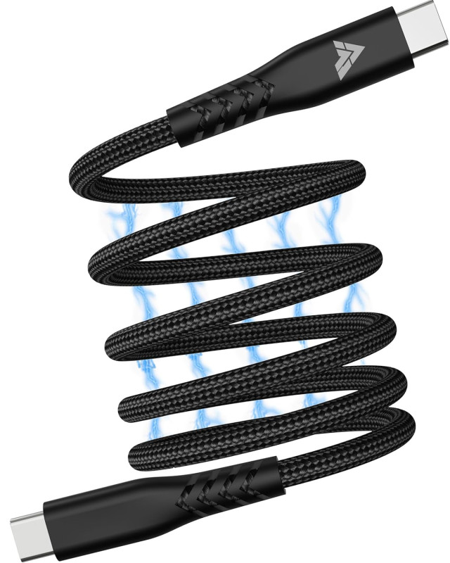 Vaku Luxos® Snappy Magnetic Auto-Fold Original iPhone Charger Cable Type C to Type C Connector Fast Charging (mfi-certified), Nylon Braided for iPhone 16/ iPhone 15 & ios