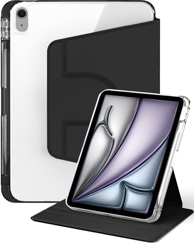 Vaku Luxos ® FLEXIVO iPad (A16) 11th/10th Generation (2025/2022) 11/10.9-inch Smart 360 Degree Rotating Stand Transparent Back With Pencil Holder Cover Case [Auto Sleep Wake]