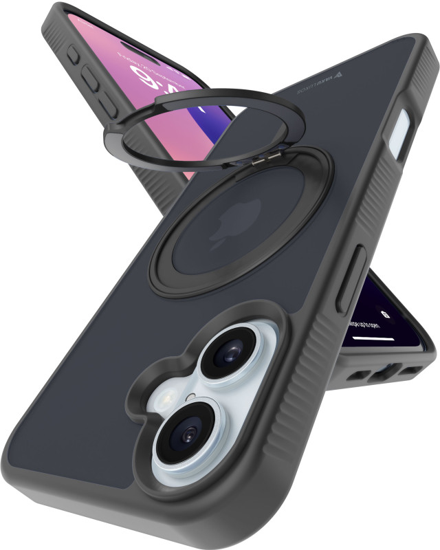 Vaku Luxos ® Apple iPhone 16 Castros MagPro with Magnetic Alloy Ring Metal Kickstand Scratch Resistant Certified Mag-Safe Protection Cover