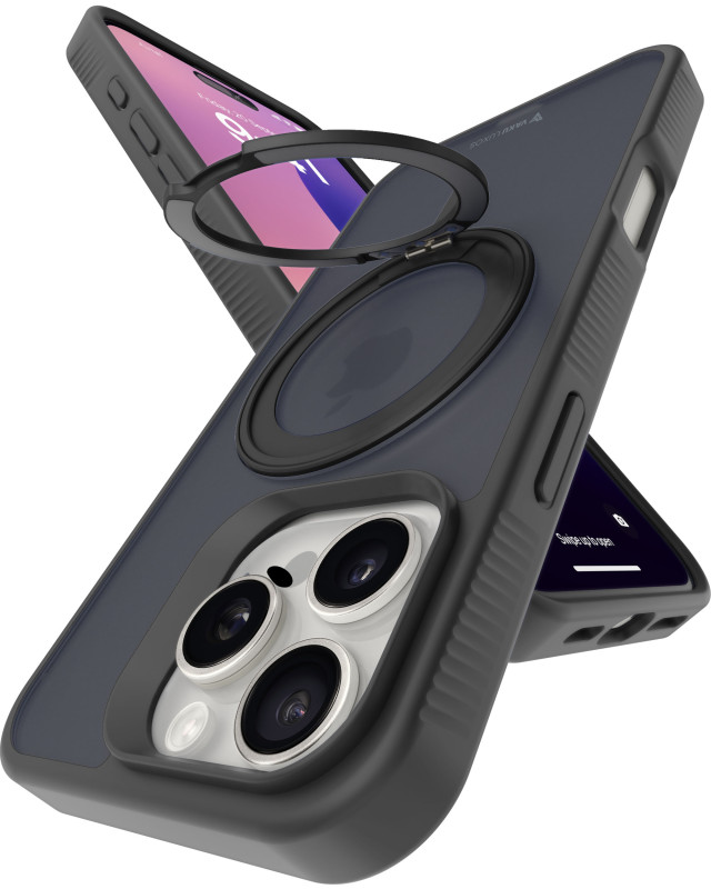 Vaku Luxos ® Apple iPhone 16 Pro Castros MagPro with Magnetic Alloy Ring Metal Kickstand Scratch Resistant Certified Mag-Safe Protection Cover