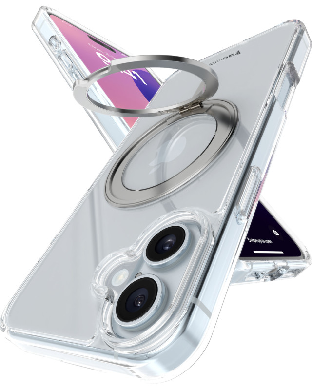 eller santé ® Apple iPhone 16 Pureview Kickmag Back Cover with Magnetic Alloy Ring Metal Kickstand Scratch Resistant Slim Military-Grade Protection Back Cover