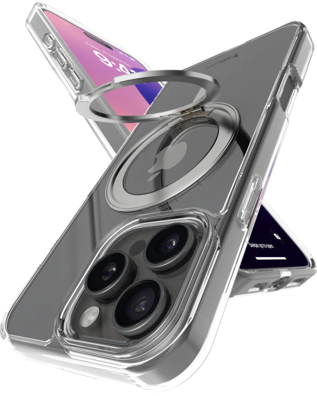 Vaku Luxos ® Glassy Kickmag Back Cover with Magnetic Alloy Ring Metal Kickstand Scratch Resistant Slim Military-Grade Protection Cover For iPhone