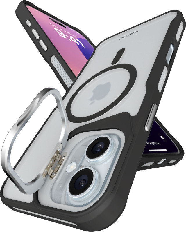 Vaku Luxos ® Therox MagPro Translucent Cover with Stand Holder Camera Screen Protector Shockproof Protective Back cover For iPhone