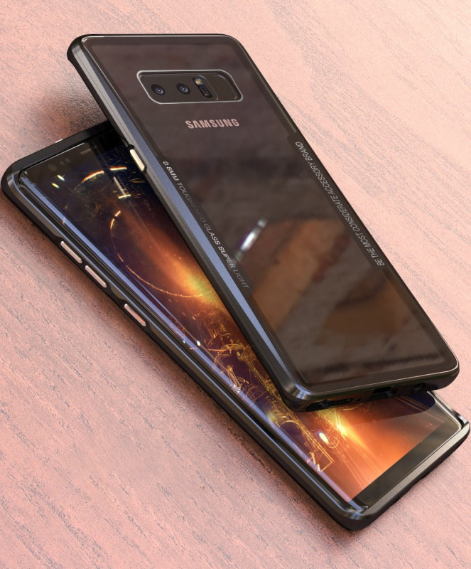 Vaku ® Samsung Galaxy Note 8 GLASSINO Luxurious Edition Ultra-Shine Silicone Frame Ultra-Thin Case Transparent Back Cover