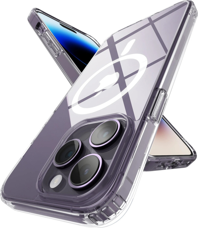 Vaku Luxos ® Apple iPhone 14 / 14 Plus / 14 Pro / 14 Pro Max Glassy Magsafe Series Clear TPU Shockproof Certified Mag-Safe Protective Cover [ Only Back Cover ]