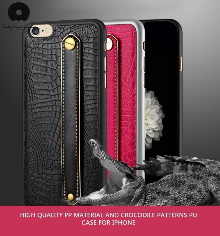 WUW ® Apple iPhone 6 / 6S Luxury Genuine Python Finish Leather + Hand-Grip Strap Back Cover