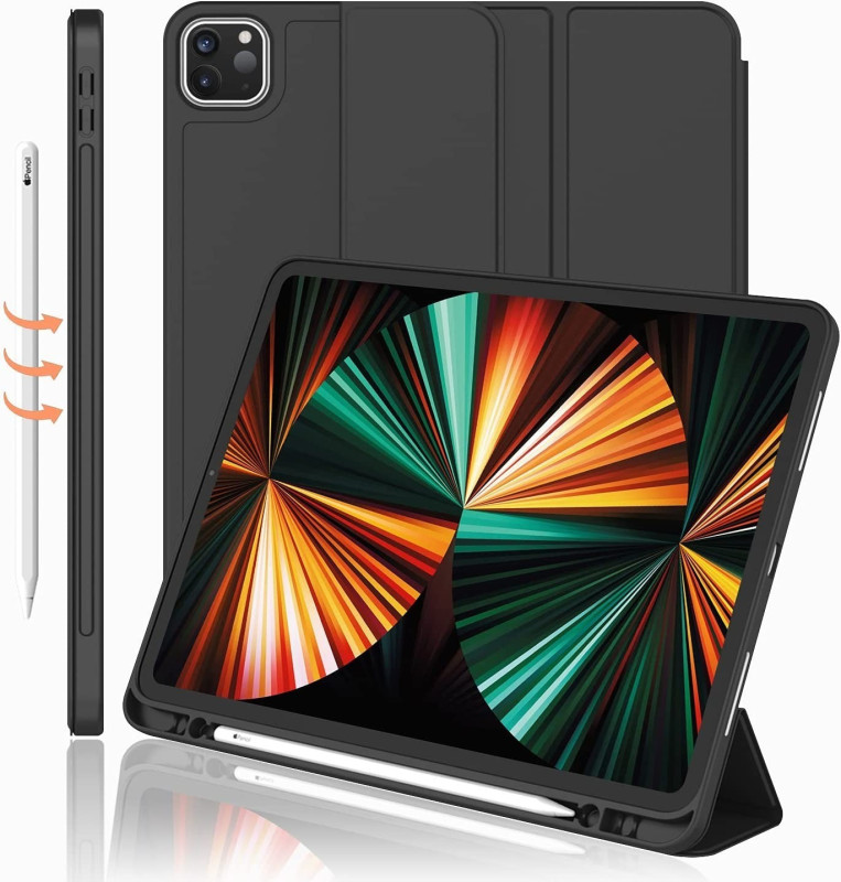 VAKU ®  iPad Pro 12.9" Silicon with Pencil Stand Tri-Fold case