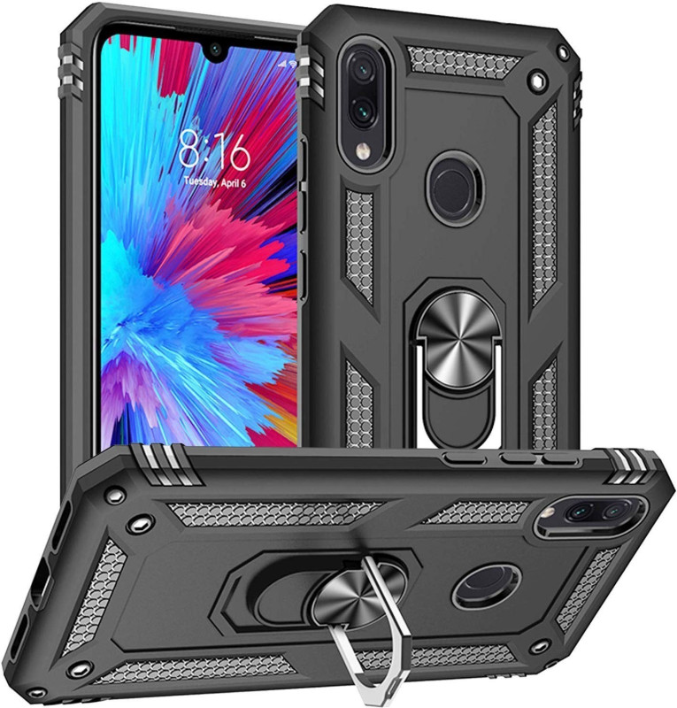 Vaku ® Xiaomi Redmi Note 7 / Note 7 Pro / Note 7S Hawk Ring Shock Proof Cover with Inbuilt Kickstand