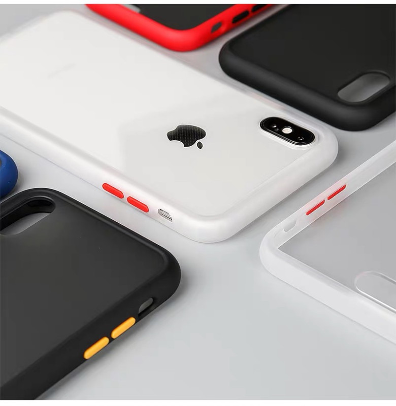 Vaku ® Apple iPhone X / XS Translucent Armor Case + Extra Color buttons Back Cover