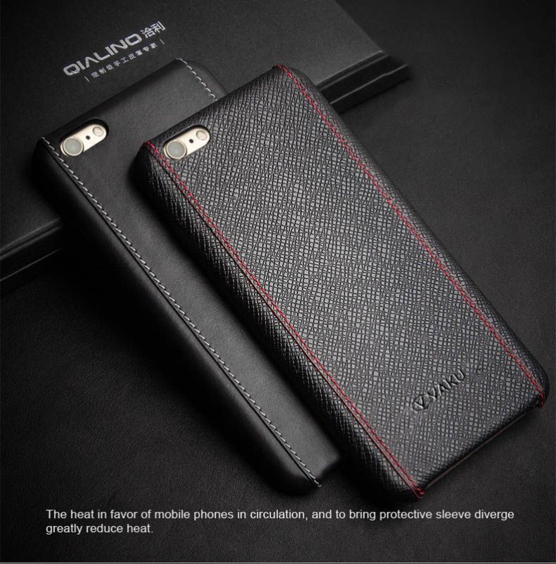 VAKU ® Apple iPhone 6 / 6S king Series 4 layer Stitch Leather Shell with Metallic Logo Display Back Cover