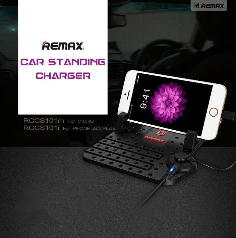 Remax ® Cradle Convenient Anti-Slip Nano Grip Multiple Position with inbuilt Dual Charging Cable Phone Holder / Mount
