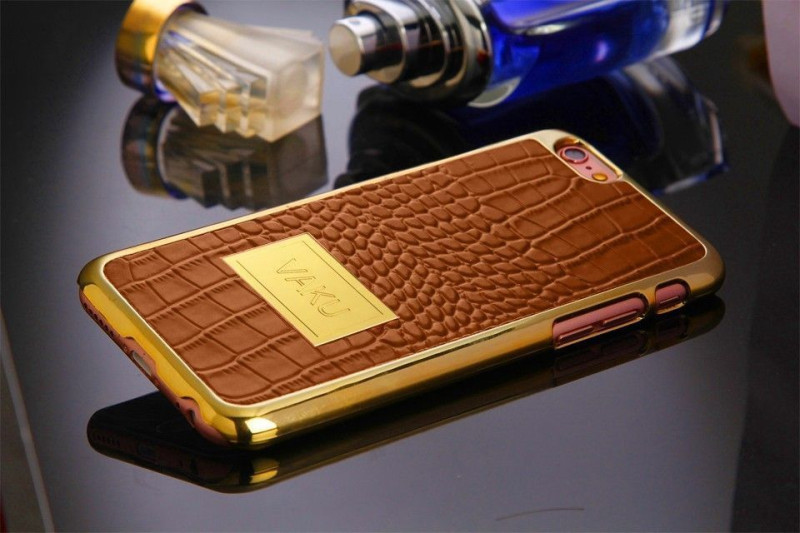 Vaku ® Apple iPhone 6 / 6S Premium Crocodile Leather Gold Electroplated Back Cover