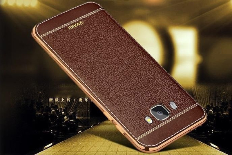 VAKU ® Samsung Galaxy J5 (2016) Leather Stitched Gold Electroplated Soft TPU Back Cover
