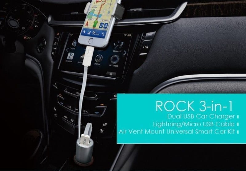 Rock ® Smart Universal Car Kit + Charging Cable and Vent Holder Car Kit