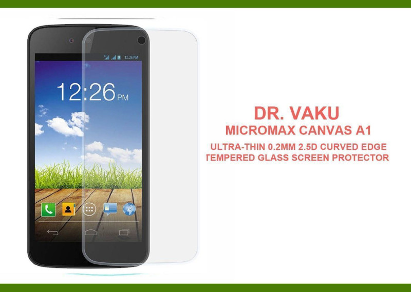 Dr. Vaku ® Micromax Canvas A1 Ultra-thin 0.2mm 2.5D Curved Edge Tempered Glass Screen Protector Transparent