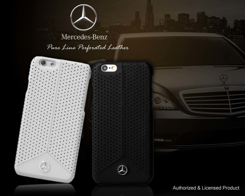 Mercedes Benz ® Apple iPhone 8 Pure Line Perforated Genuine Leather Hard Case Back Cover