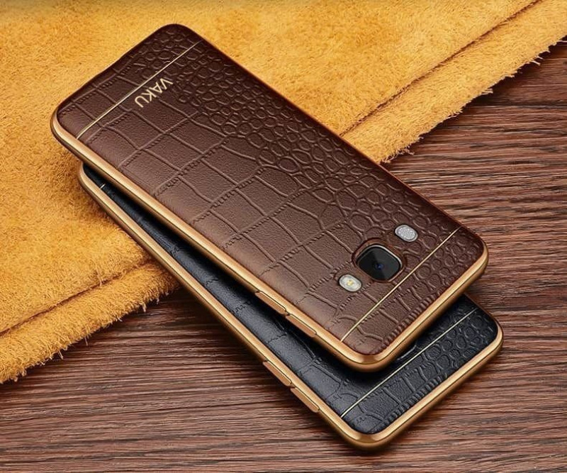 VAKU ® Samsung Galaxy J5 (2016) European Leather Stitched Gold Electroplated Soft TPU Back Cover