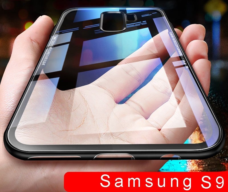 Vaku ® Samsung Galaxy S9 GLASSINO Luxurious Edition Ultra-Shine Silicone Frame Ultra-Thin Case Transparent Back Cover