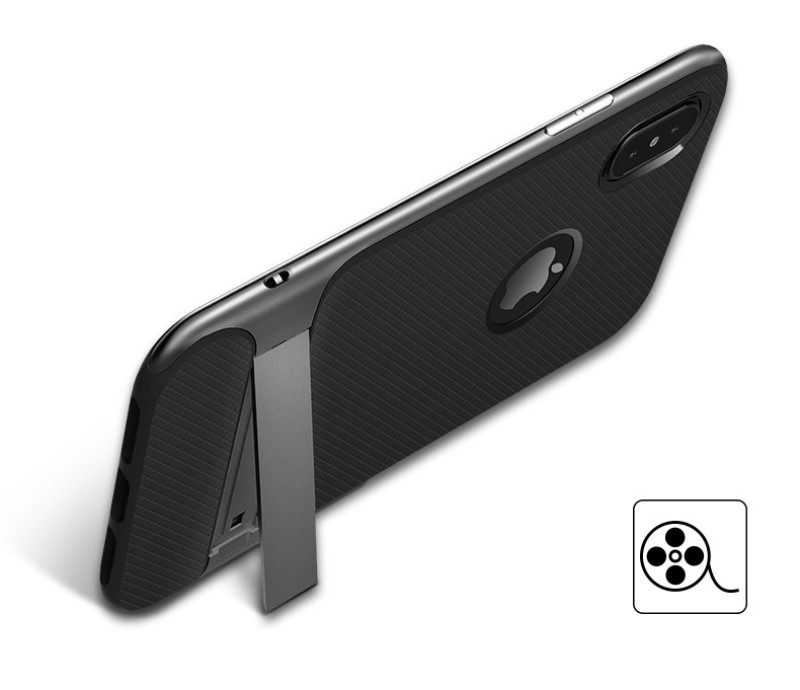 Vaku ® Apple iPhone XS Max Royle Case Ultra-thin Dual Metal + inbuilt Stand Soft / Silicon Case