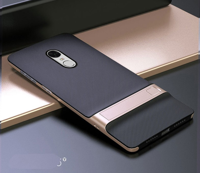 Vaku ® Xiaomi Redmi Note 4 Royle Case Ultra-thin Dual Metal + inbuilt Stand Soft / Silicon Case