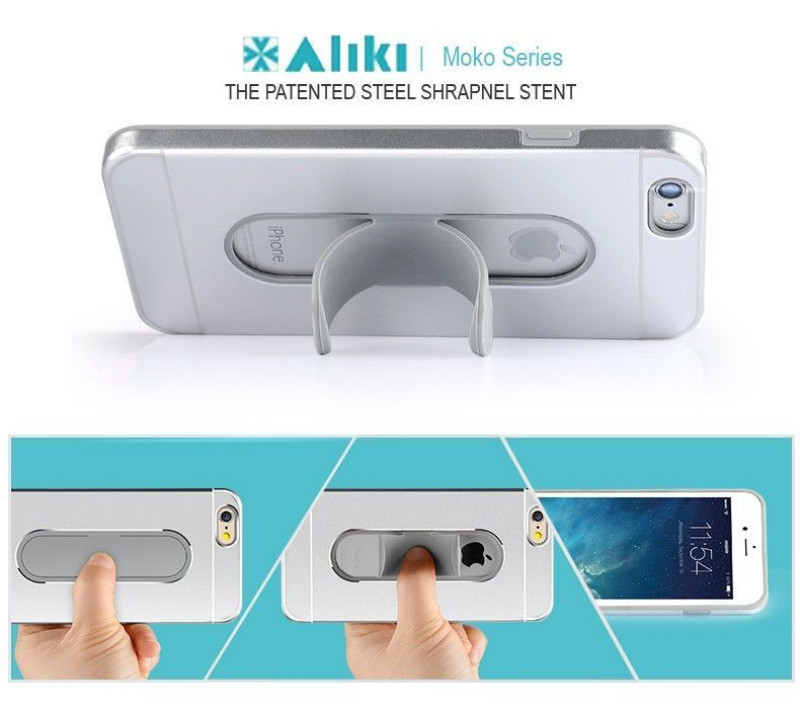 Aliki ® Apple iPhone 6 / 6S Moko Series Aircraft Grade Aluminium Metal Case with Press Button Stand Back Cover