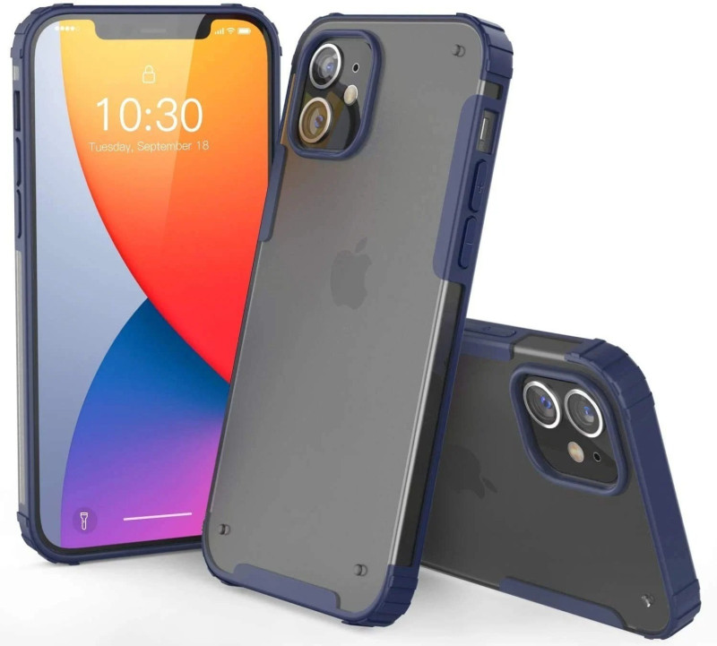 VAKU ® 2in1 Combo Apple iPhone 12 Mini Ignite Armor 10ft Shock-Proof Anti-Drop Case Back Cover with Dust filter Tempered Glass (Blue)