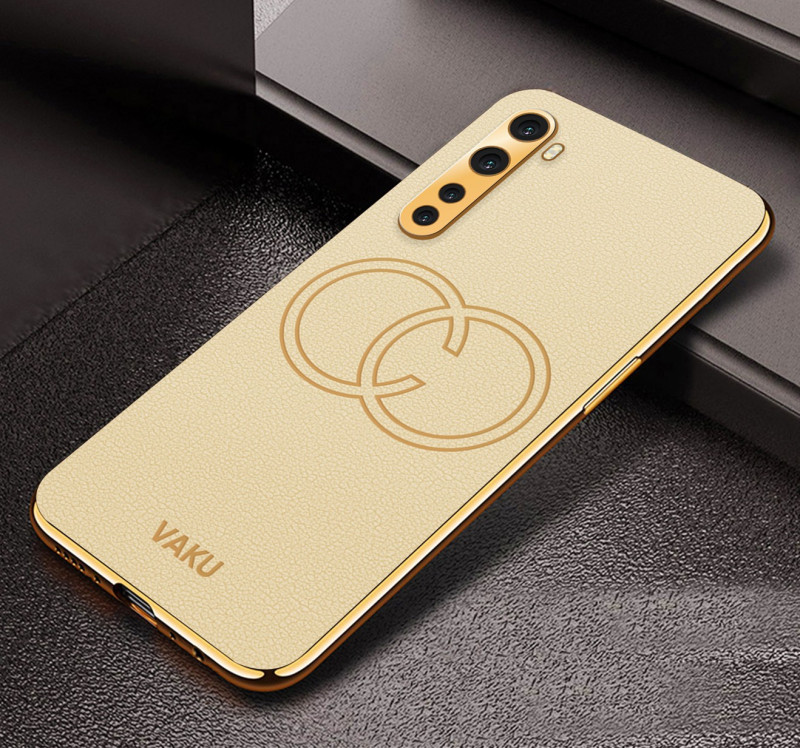 Vaku ® Oneplus Nord Skylar Leather Pattern Gold Electroplated Soft TPU Back Cover