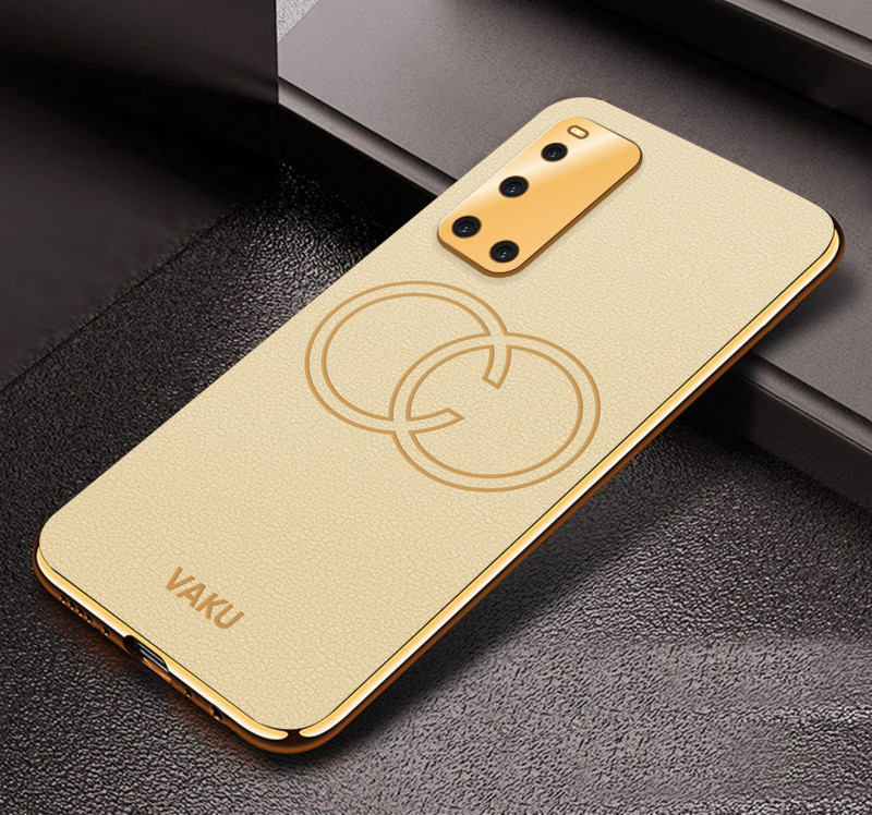 Vaku ® Vivo V19 Skylar Leather Pattern Gold Electroplated Soft TPU Back Cover
