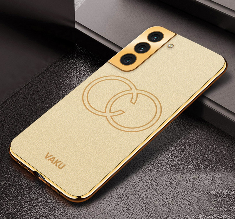 Vaku ® Samsung Galaxy S22 Skylar Leather Pattern Gold Electroplated Soft TPU Back Cover