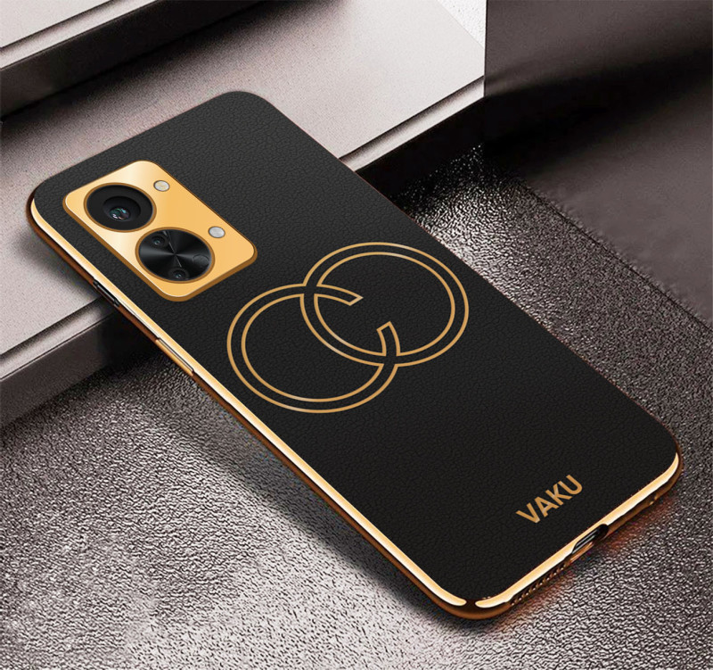 Vaku ® OnePlus Nord 2T Skylar Leather Pattern Gold Electroplated Soft TPU Back Cover