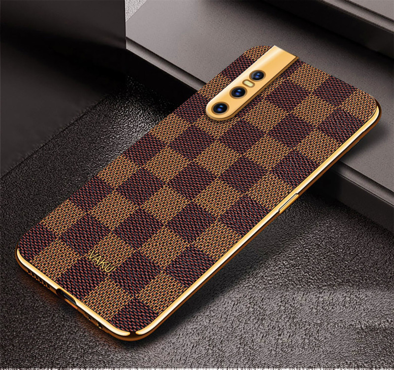 Vaku ® Vivo V15 Pro Cheron Leather Electroplated Soft TPU Back Cover