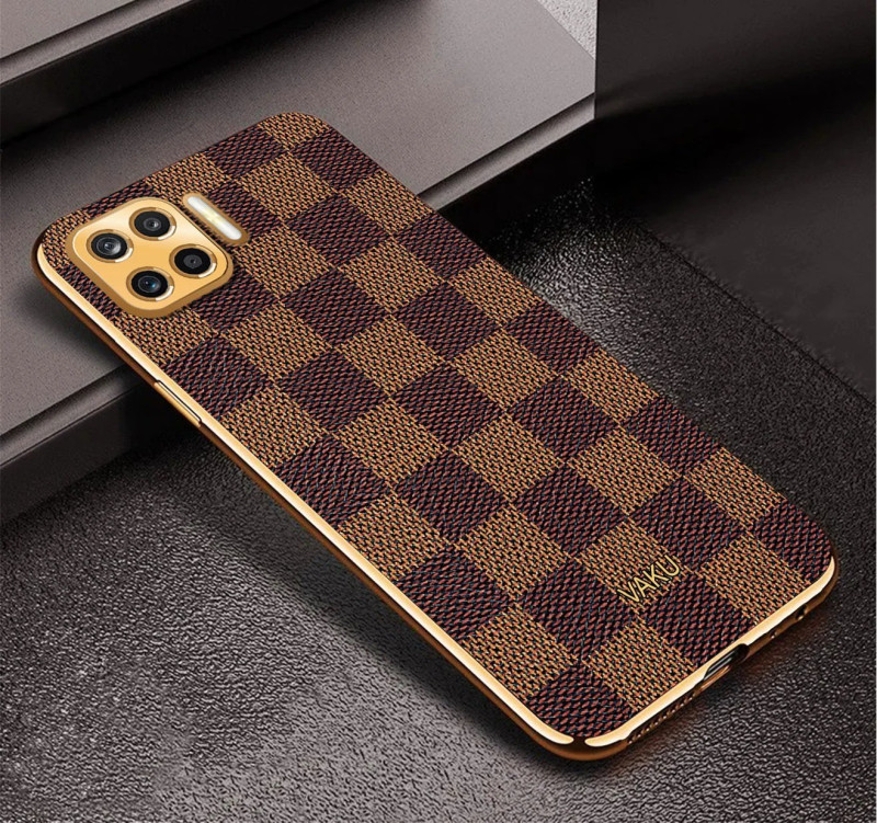 Vaku ® Oppo F17 Cheron Leather Electroplated Soft TPU Back Cover