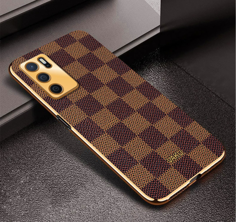 Vaku ® Oppo A16 Cheron Leather Electroplated Soft TPU Back Cover
