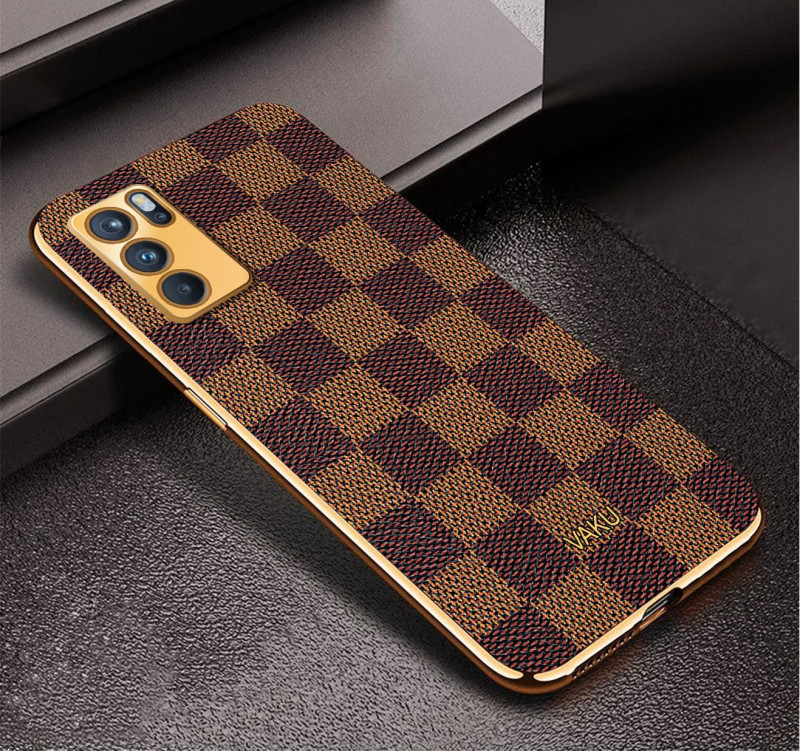 Vaku ® Oppo Reno6 5G Cheron Leather Electroplated Soft TPU Back Cover