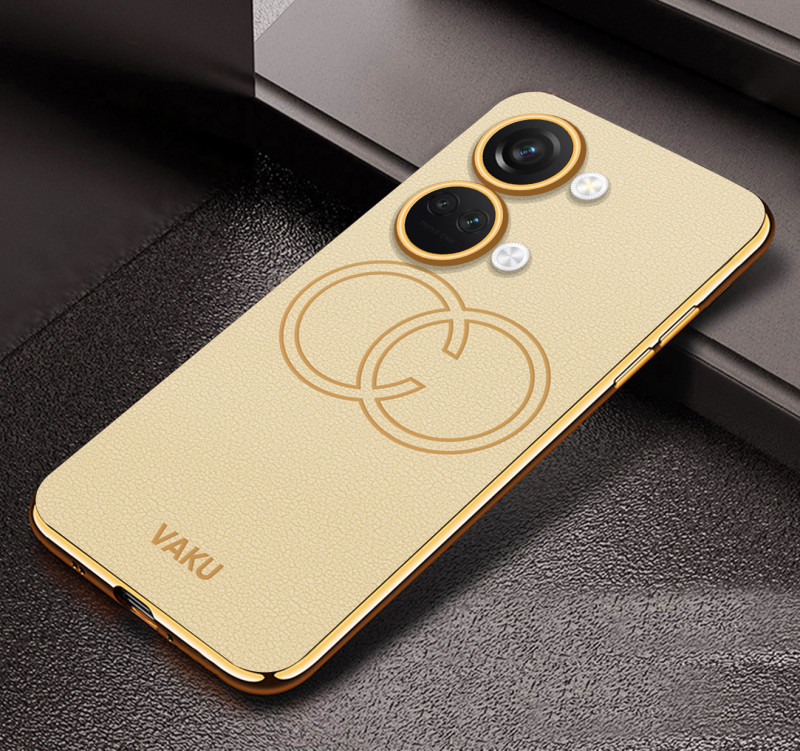 Vaku ® OnePlus Nord 3 Skylar Series Leather Stitched Gold Electroplated Soft TPU Back Cover
