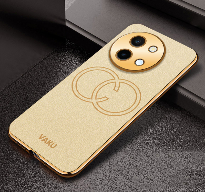 Vaku ® Vivo Y58 5G Skylar Leather Pattern Gold Electroplated Soft TPU Back Cover