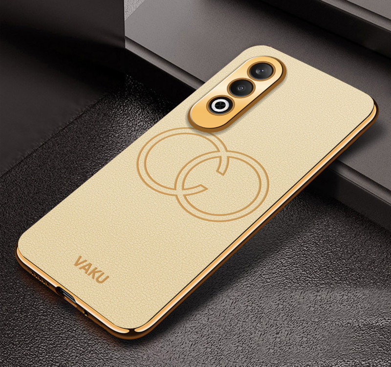 Vaku ® OnePlus Nord CE4 Skylar Leather Pattern Gold Electroplated Soft TPU Back Cover