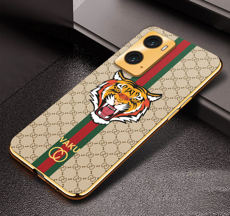 Vaku ® Oppo A76 Lynx Designer Leather Pattern Gold Electroplated Soft TPU Back Cover Case