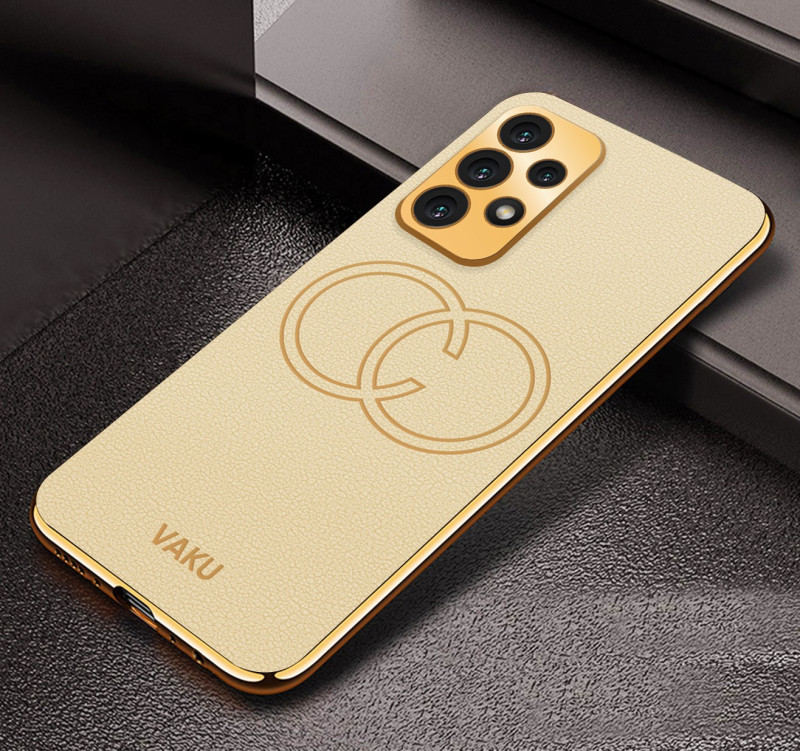 Vaku ® Samsung Galaxy A73 5G Skylar Leather Pattern Gold Electroplated Soft TPU Back Cover