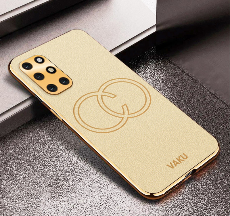 Vaku ® OnePlus 8T Skylar Leather Pattern Gold Electroplated Soft TPU Back Cover