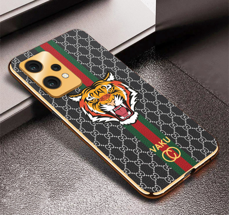 Vaku ® OnePlus Nord CE 2 Lite 5G Lynx Designer Leather Pattern Gold Electroplated Soft TPU Back Cover Case