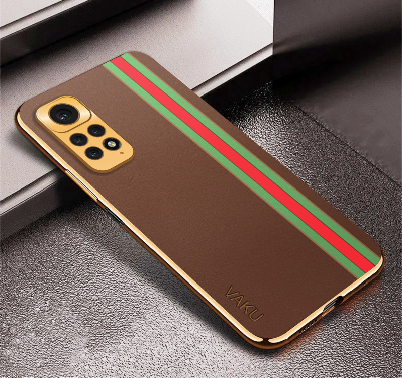 Vaku ® Xiaomi Redmi Note 11 Felix Line Leather Stitched Gold Electroplated Soft TPU Back Cover Case